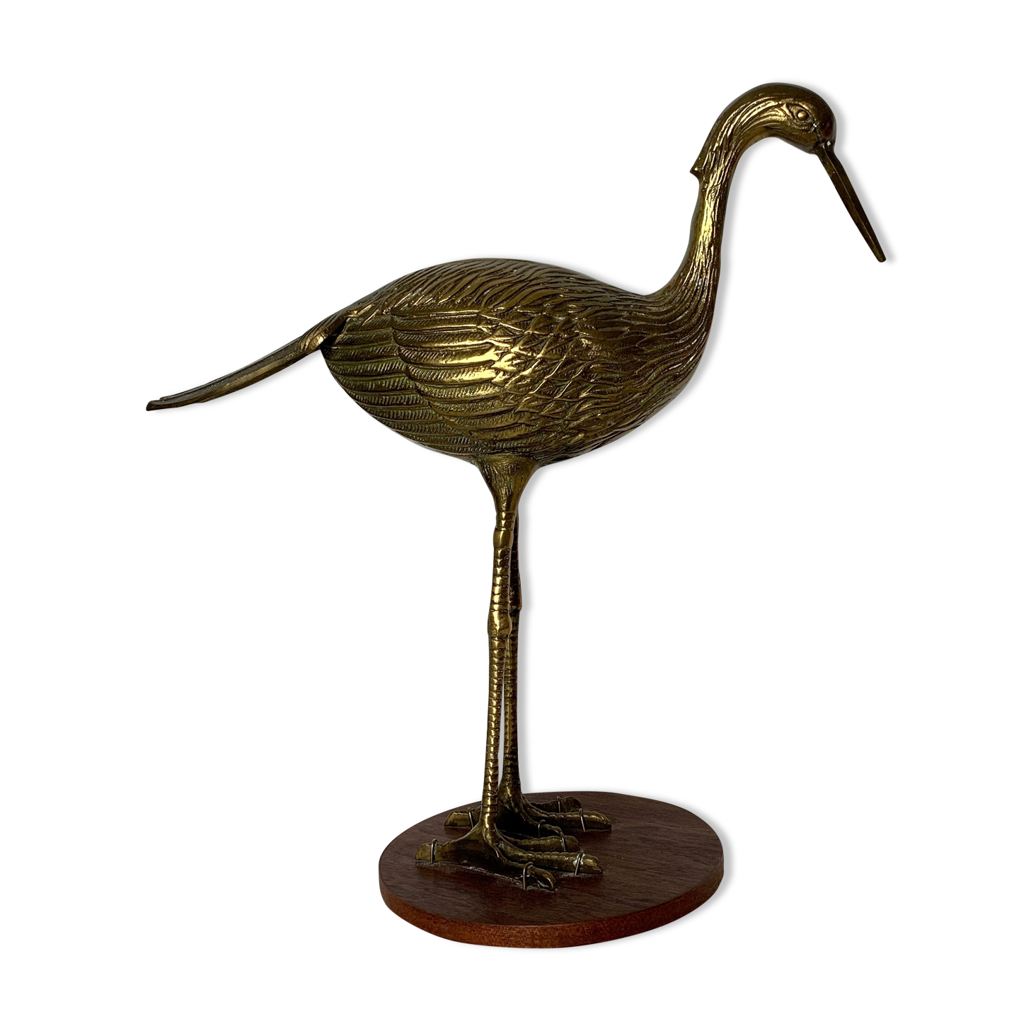 Sculpture subject vintage heron bird in brass