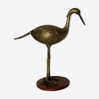 Sculpture subject vintage heron bird in brass