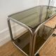 Rolling serving cart in chromed steel and smoked glass, 70s design