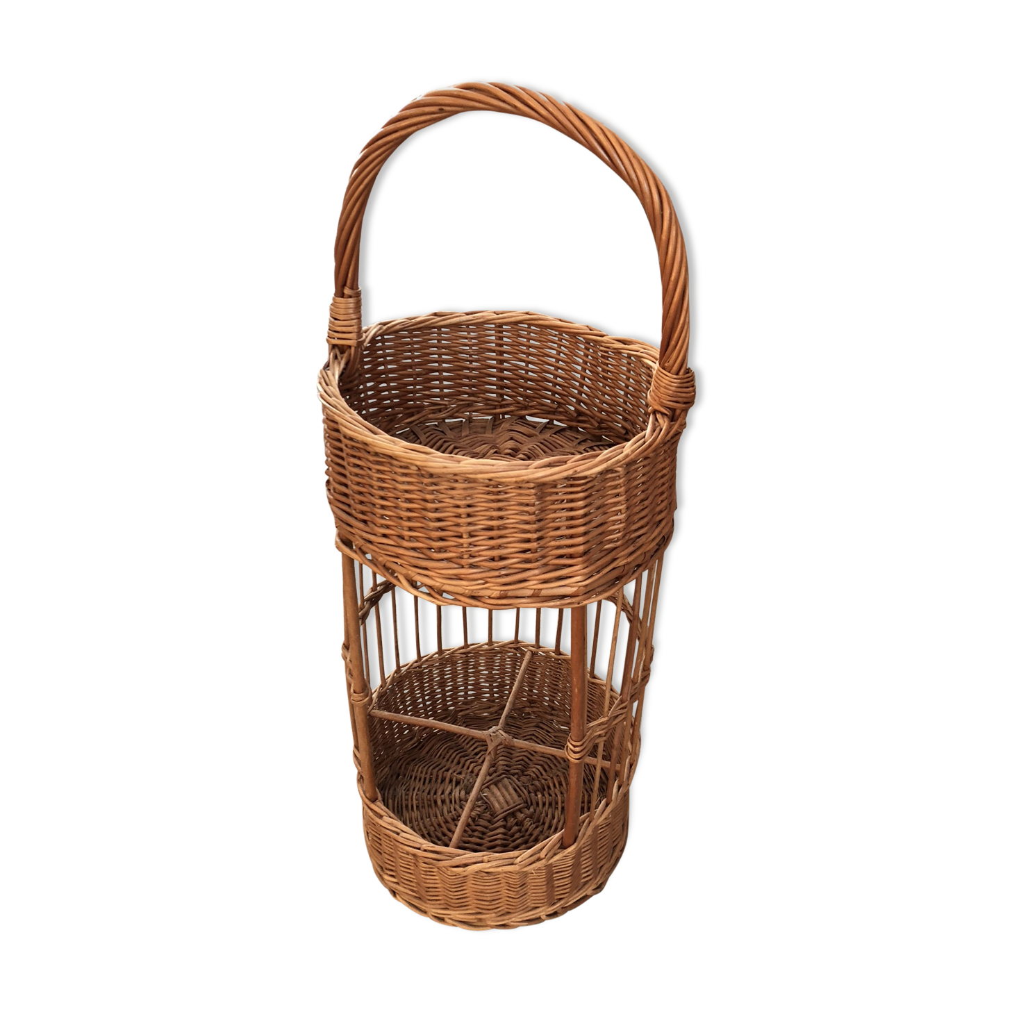 Vintage rattan bottle holder