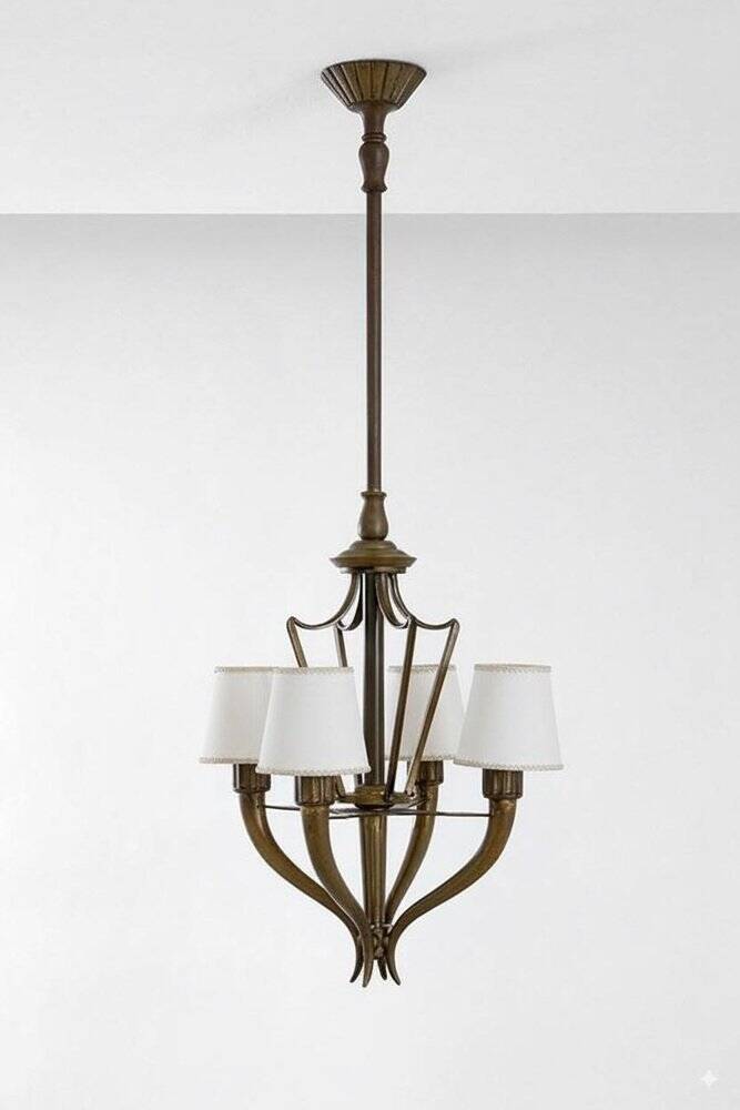 Art Deco Bronze Chandelier attributed to Emilio Lancia for Italo Carlotti, Italy, 1930s