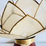 Vintage mother-of-pearl and brass flower wall lamp