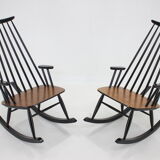 1960s Pair of Varjosen Puunjalostus Beech Rocking Chair, Finland