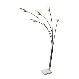 5-light chrome floor lamp, 1970s design