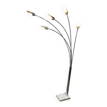 1970s design chrome five-light floor lamp