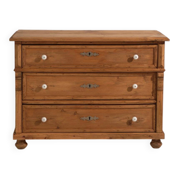Antique solid pine chest of drawers – European rustic furniture – circa 1900