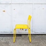 Chaises italiennes jaunes en métal perforé par Flyline, années 1970, lot de 4