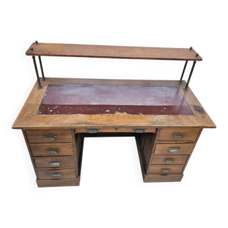 Victorian oak desk / Bin or drawer cup pull by P. & F. Corbin / 1895