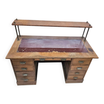 Victorian oak desk / Bin or drawer cup pull by P. & F. Corbin / 1895