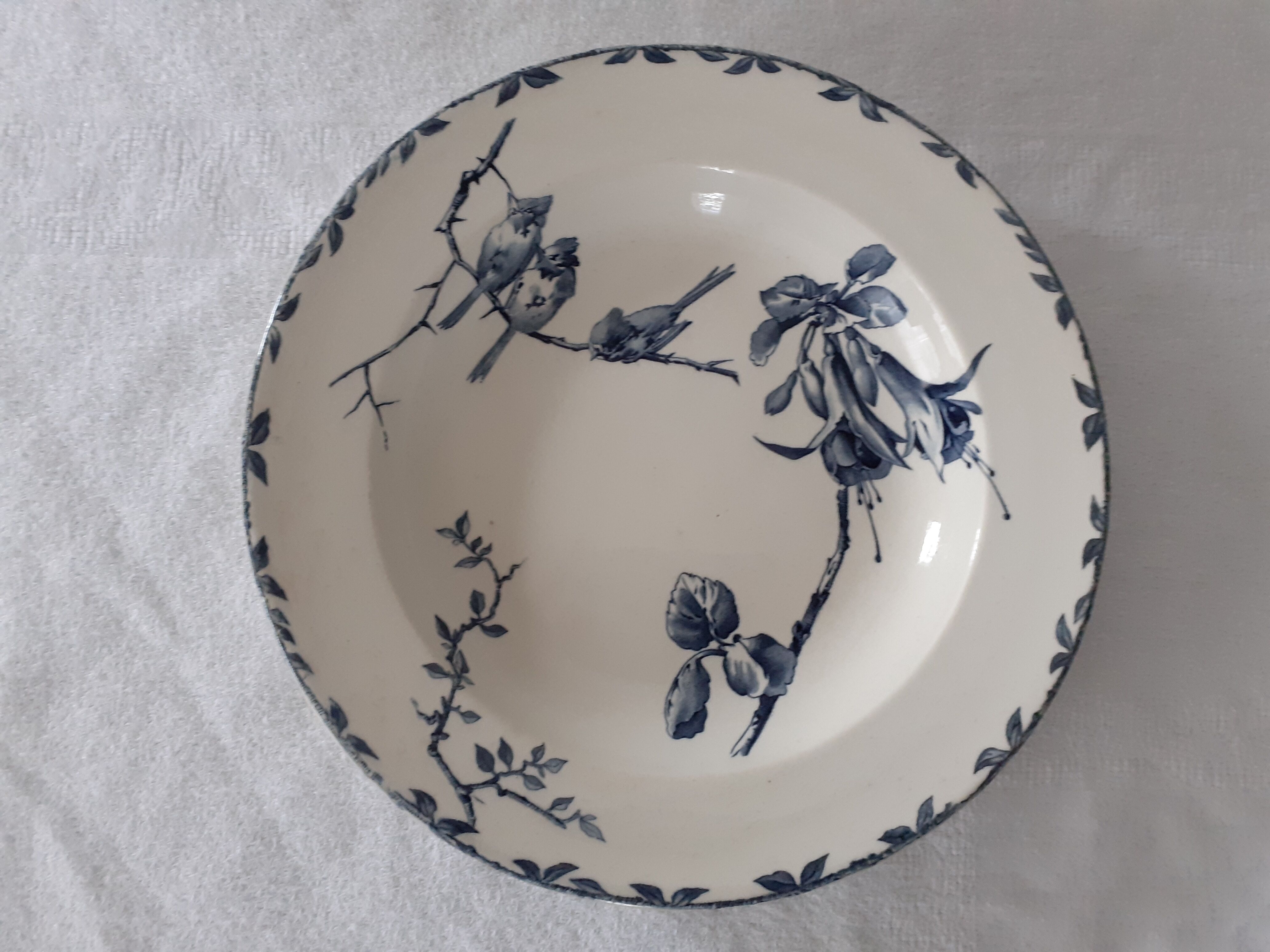 Assiette faience ancienne H B & Cie choisy le roy modèle Oxford décor oiseau  bleu