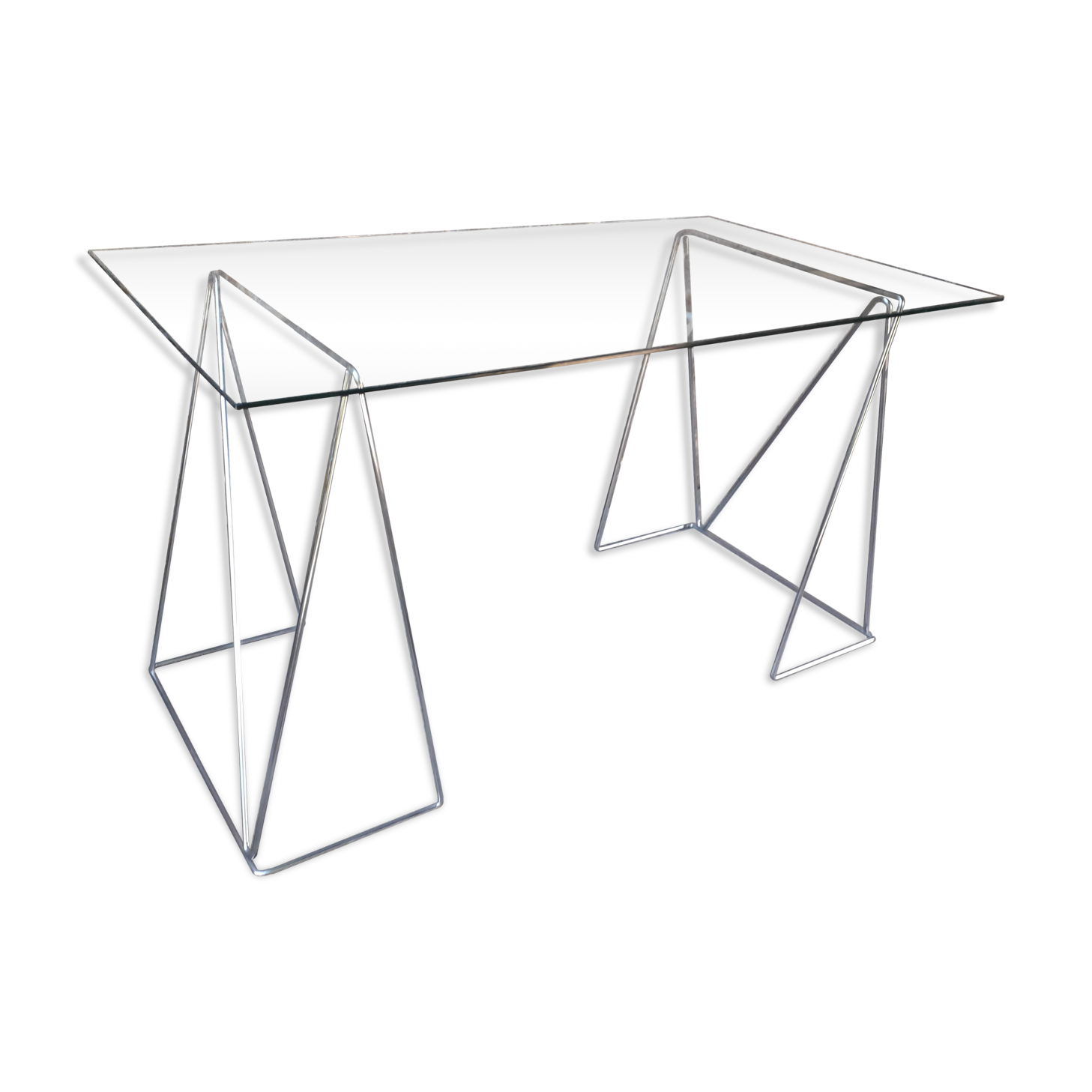 Bureau vintage plateau verre 130 cm