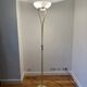 Vintage Italian floor lamp from 1983 in gilded brass and opaline glass – halogen