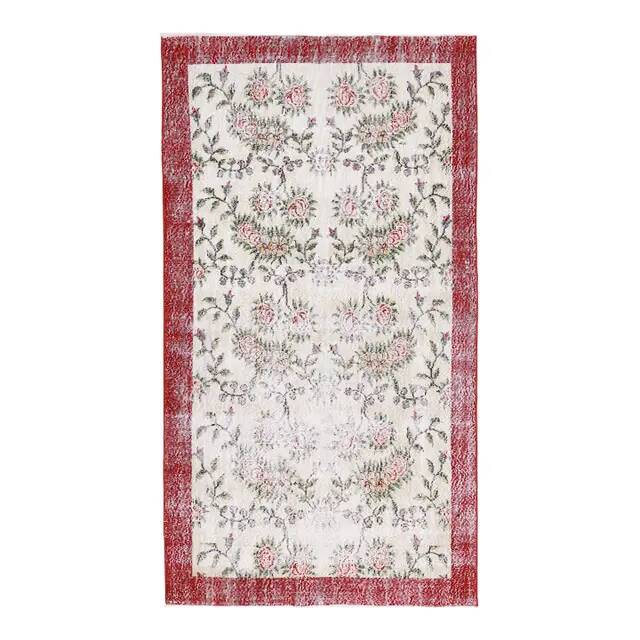 1970s Turkish Oushak Handmade Wool Cotton Beige Area Rug 127x235