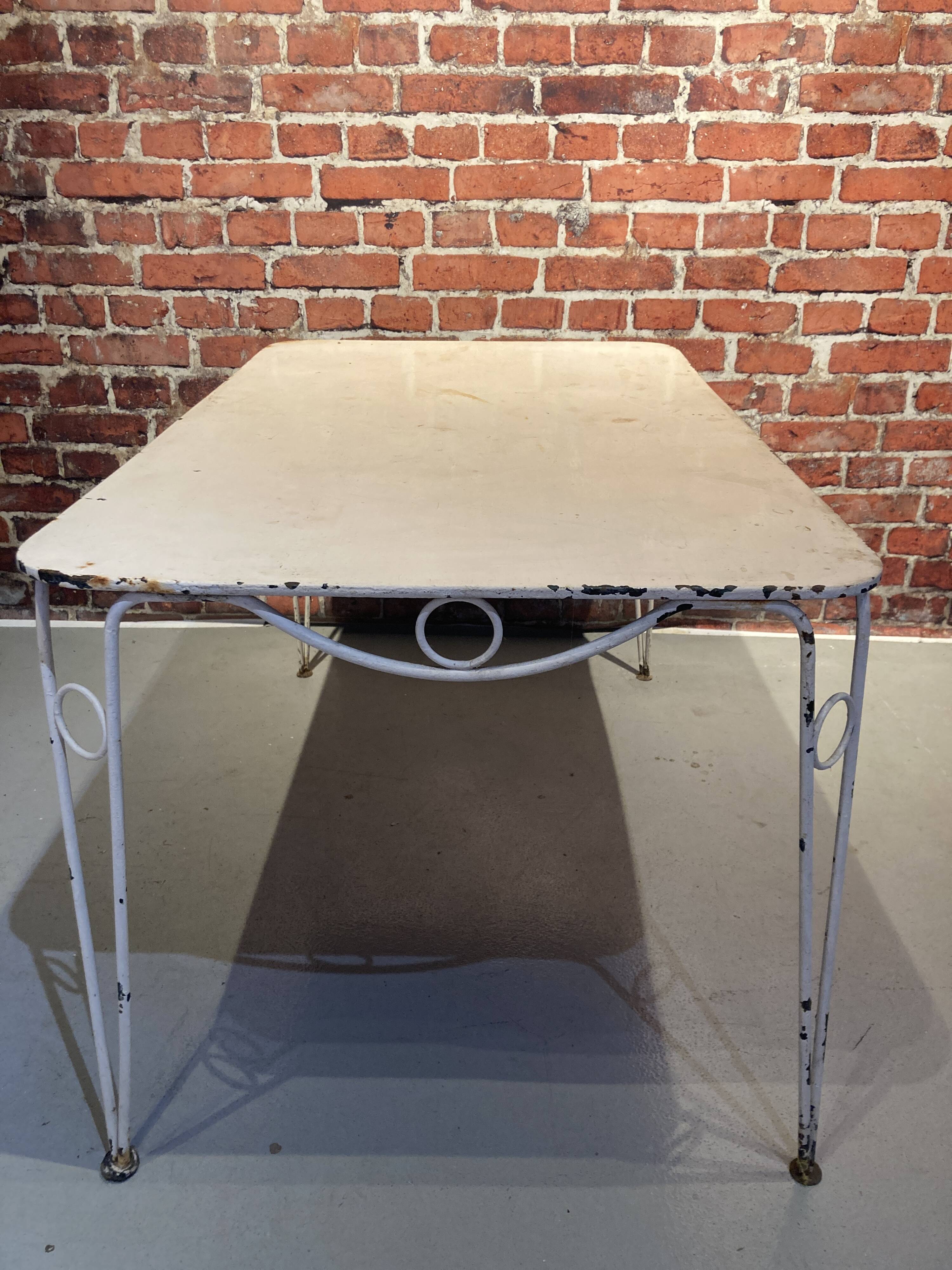 Wrought iron garden set painted white