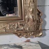 Antique Art Nouveau gilded mirror, 138cm