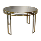 Table à manger acier chromé et doré style Romeo Rega, Italie, années 70