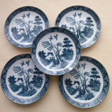 Set de 5 assiettes à dessert en porcelaine Décor " A la pagode"