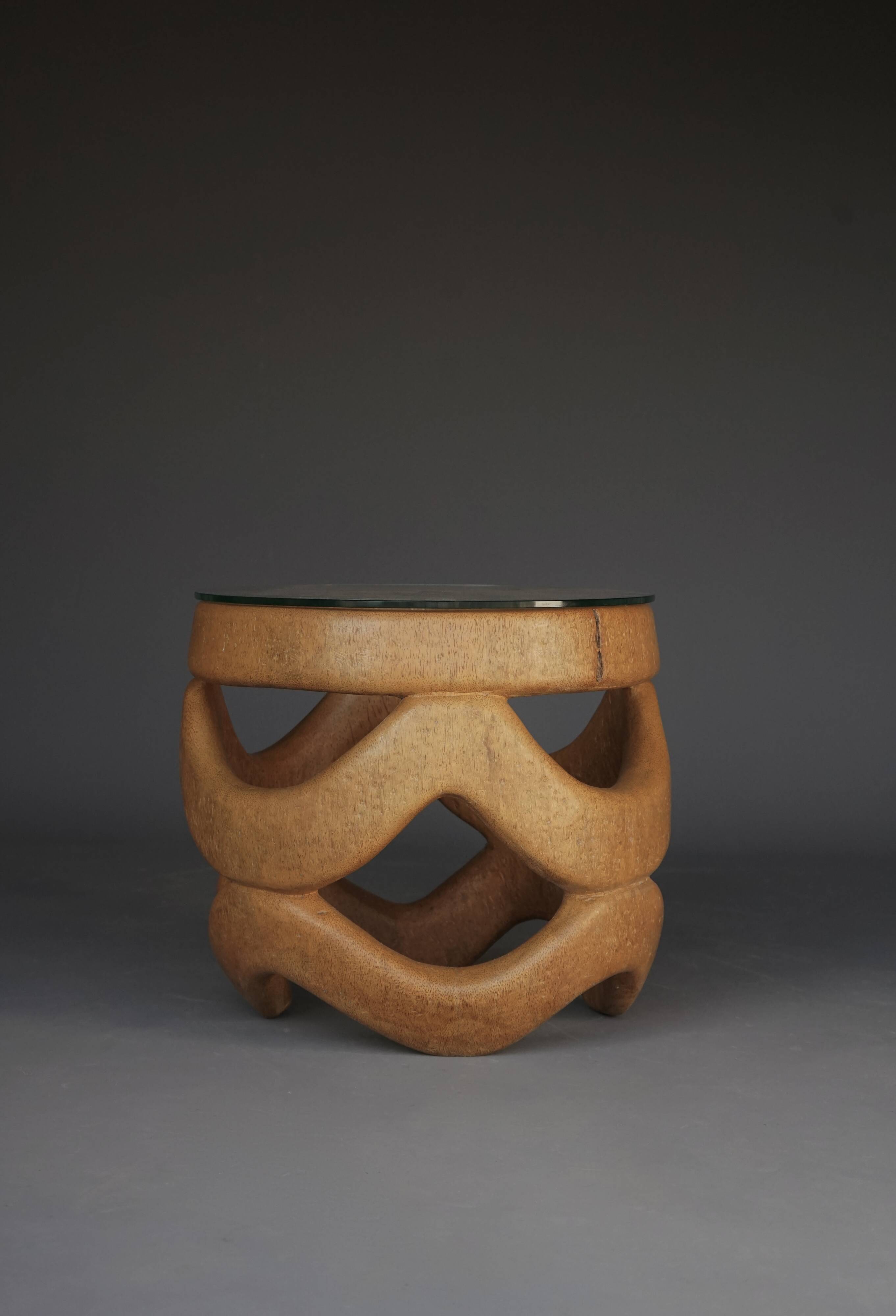 Organic Sculptural hand-crafted Palm Wood Coffee Table, 1970s
