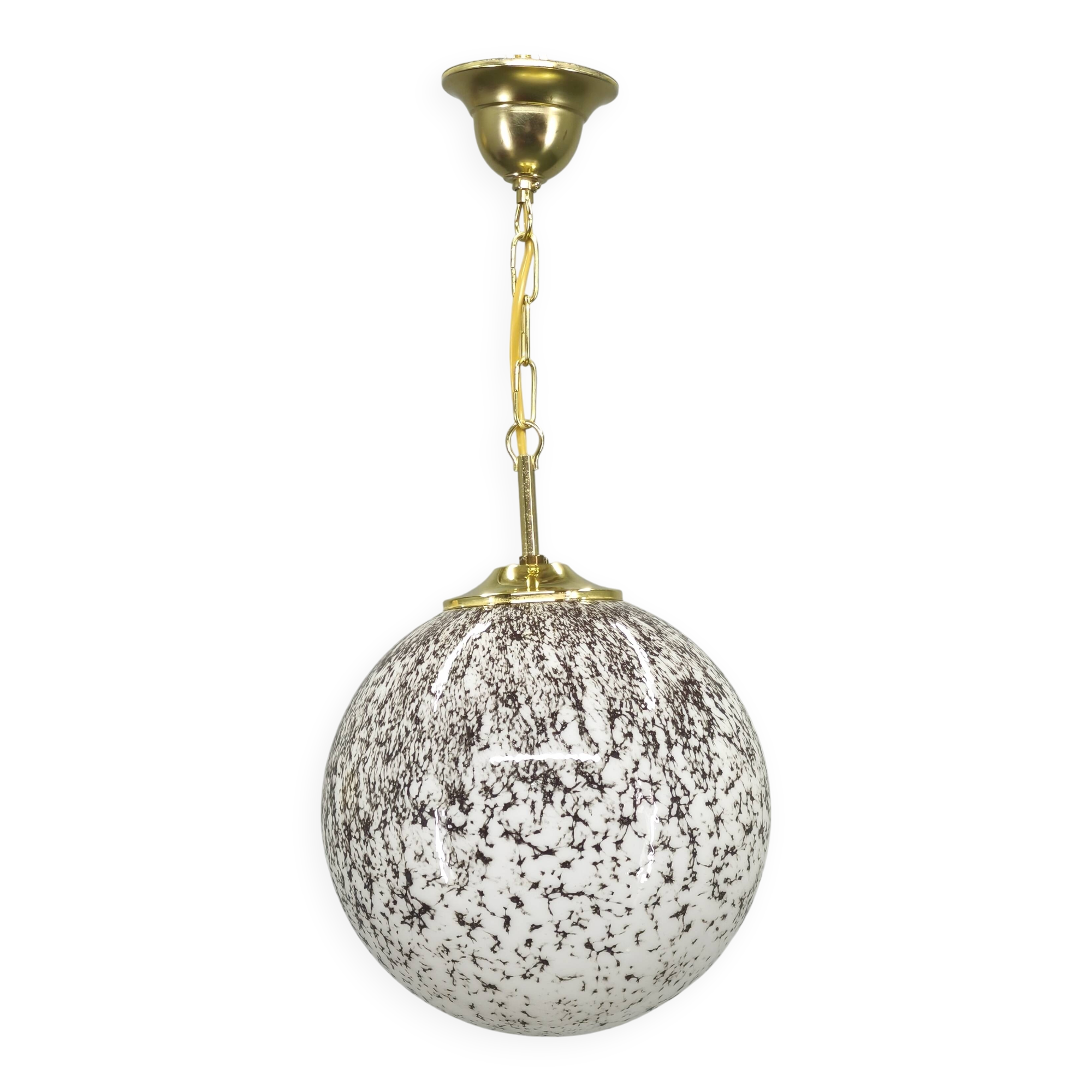 Suspended globe lamp in opaline glass, Czechoslovakian, 1970s.