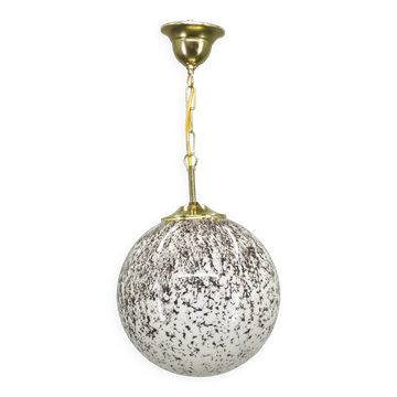 Suspended globe lamp in opaline glass, Czechoslovakian, 1970s.