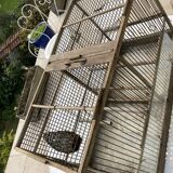 Cage double à oiseaux ancienne en bois et zinc