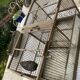Cage double à oiseaux ancienne en bois et zinc