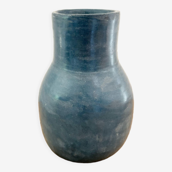 Blue tadelakt vase