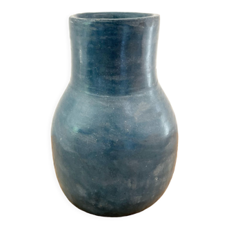 Blue tadelakt vase