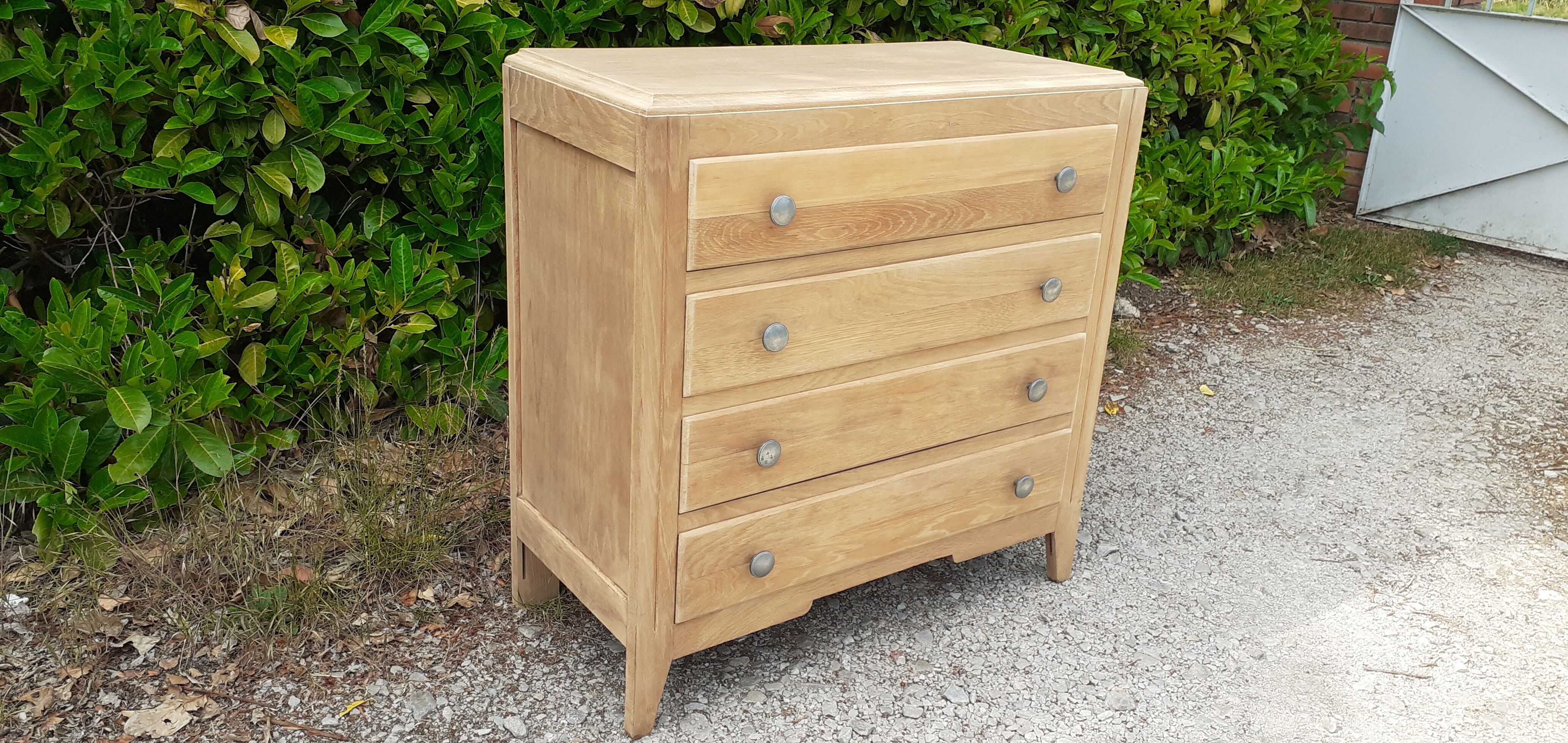 Chest of drawers 4 drawers oak feet compass vintage raw wood