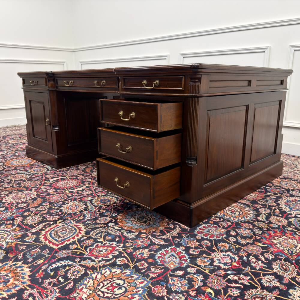 Large classic English Chesterfield partner desk