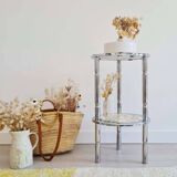 Marble and chrome side table, Italy 1970s