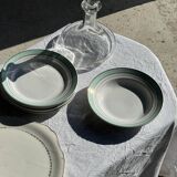 Set of 8 antique turquoise deep plates with a gold rim D22.5