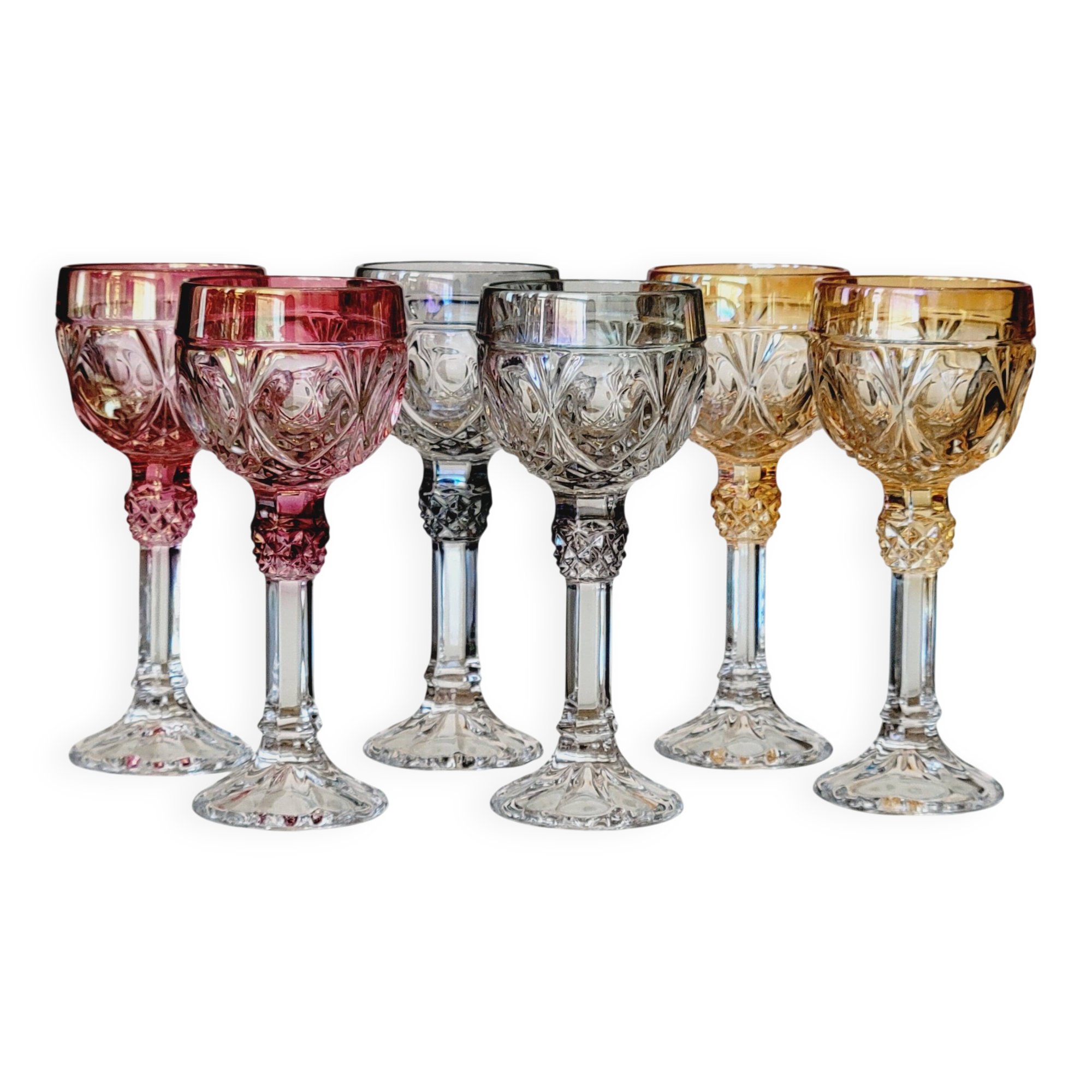 Amaris Nachtmann 6 Small Iridescent Colored Crystal Shot Glasses