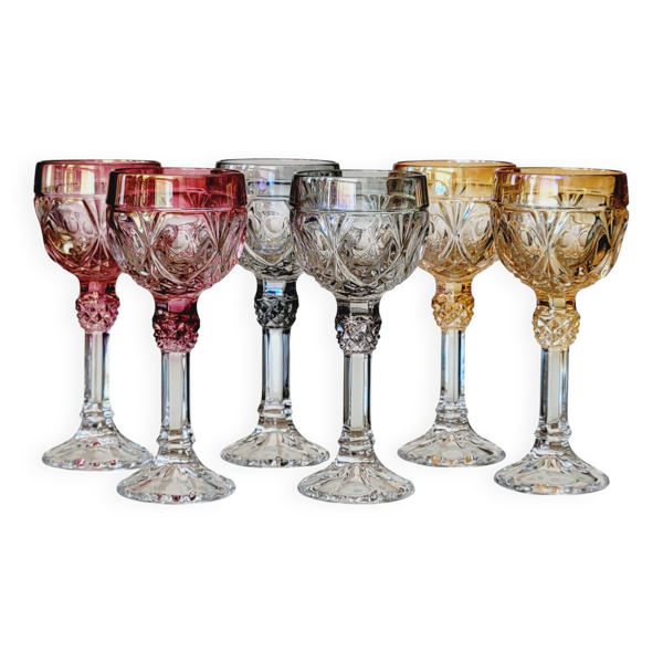 Amaris Nachtmann 6 Petits Verres A Liqueur En Cristal Coloré Irisé