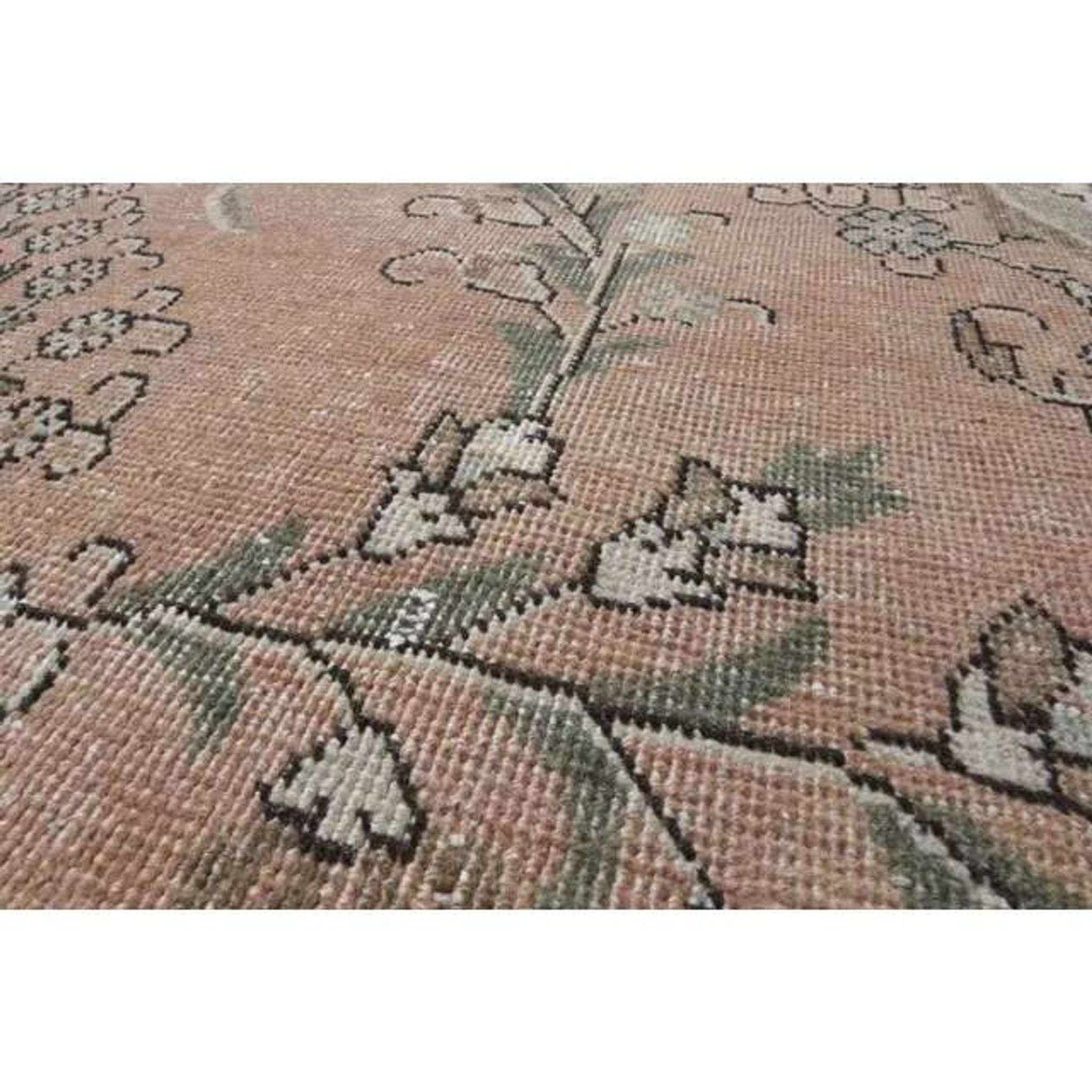 1970s Vintage Persian Handmade Wool Cotton Orange Area Rug 285x381