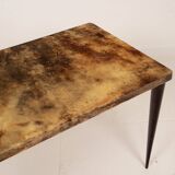 Rectangular parchment low coffee table by Aldo Tura 1950