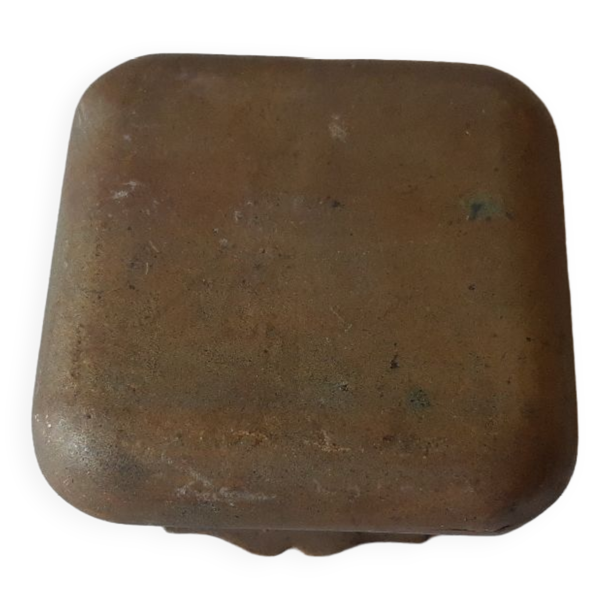Vintage antique brass square pillbox
