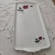 Porcelain ear cake dish Bavaria white décor roses fushia bordered gold
