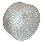Grand plafonnier rond, applique en verre moulé, épais, Helena Tynell, années 60