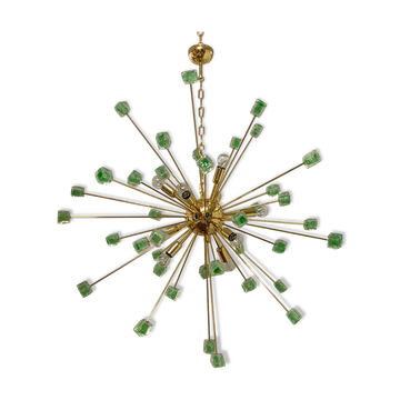 Green Cubes Murano Glass Gold Sputnik Candlestick