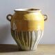 Large Antique French Confit Pot with Yellow Glaze