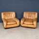 Vintage 20thc pair of italian leather lounge chairs by rossi di albizzate