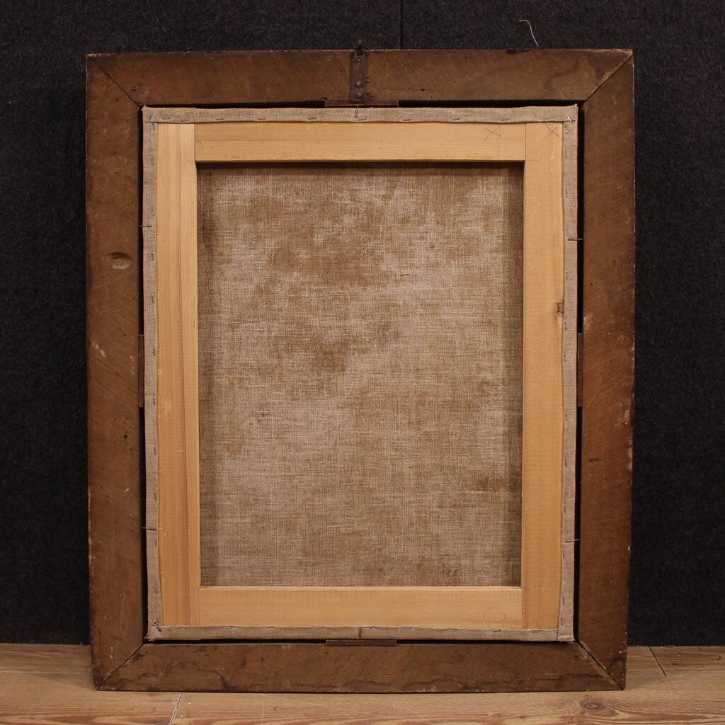 Antique French painting from the 18th century, portrait of a soldier