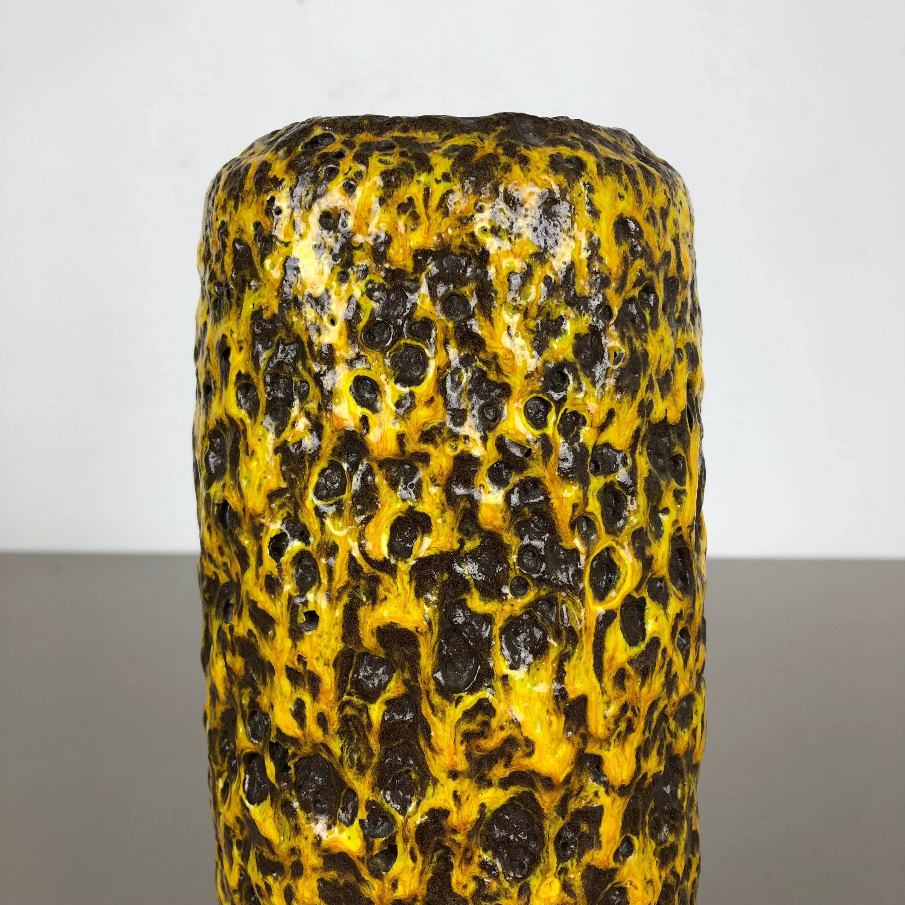 Pottery Super Yellow Color Fat Lava Multi-Color Vase Scheurich WGP, 1970s