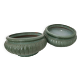 Set of 2 ceramic planters (plant pots) signed GPA made in France