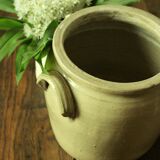 Grey glazed stoneware pot two handles 5 L