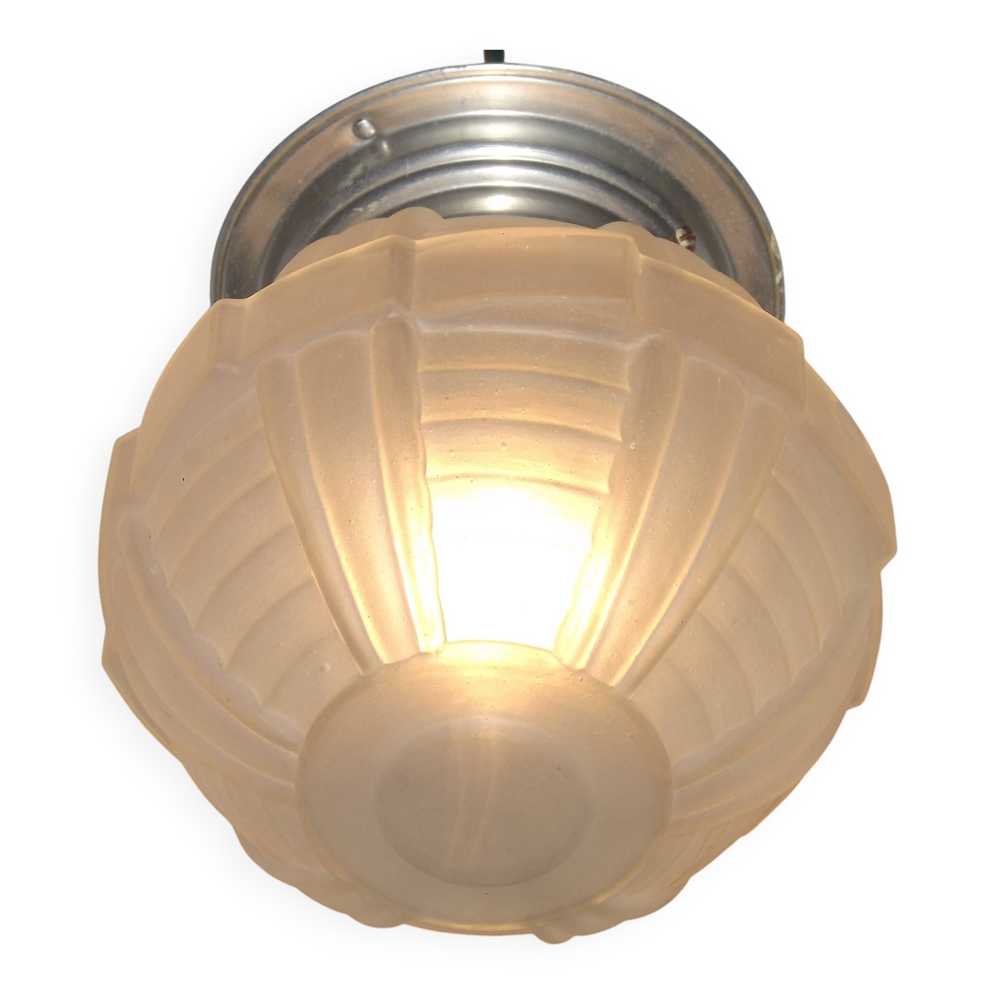 Art Deco ceiling light in glass and metal