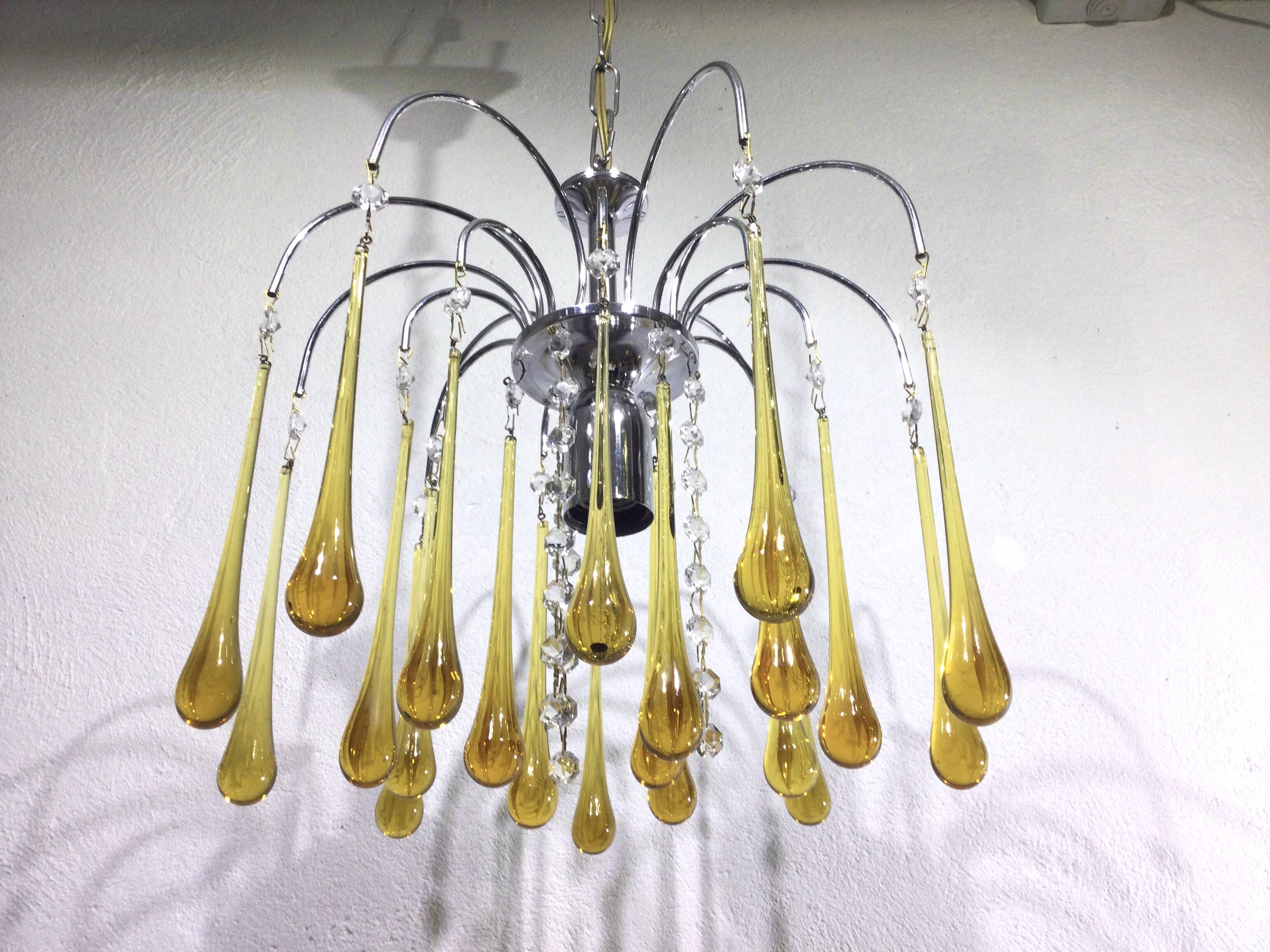 Murano chandelier drops in amber crystal