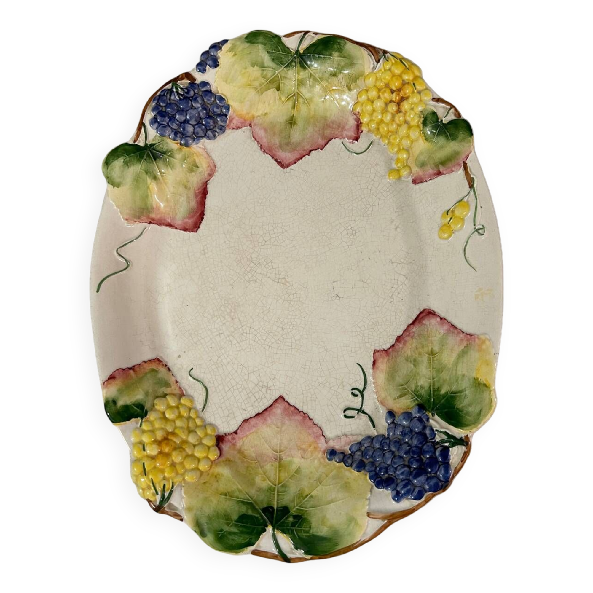 Large old earthenware slip dish