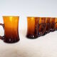 6 amber glass tea cups